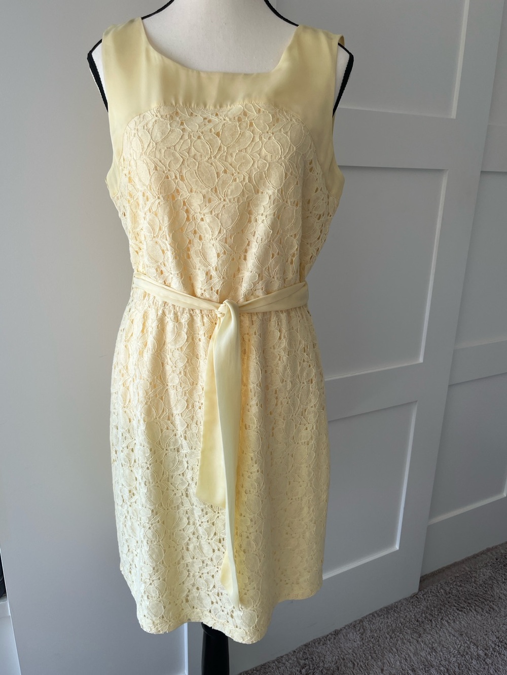 The Limited Butter Yellow Sleeveless Lace Dress | Size Medium